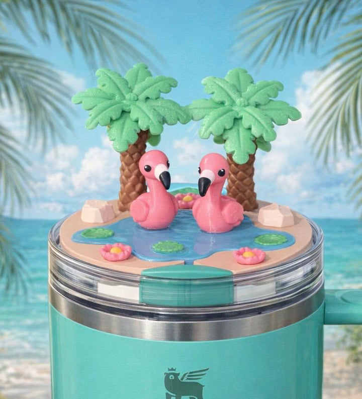Tropical Flamingo Tumbler Boot, Cabana beach Tumbler Boot Sleeve, Unique Gift, multiple color