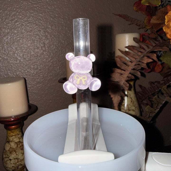 Acrylic Bunny Straw Slider Charms, straw sleeve for 10 mm straws, snug fit to stay in place, unique gift, multiple colors