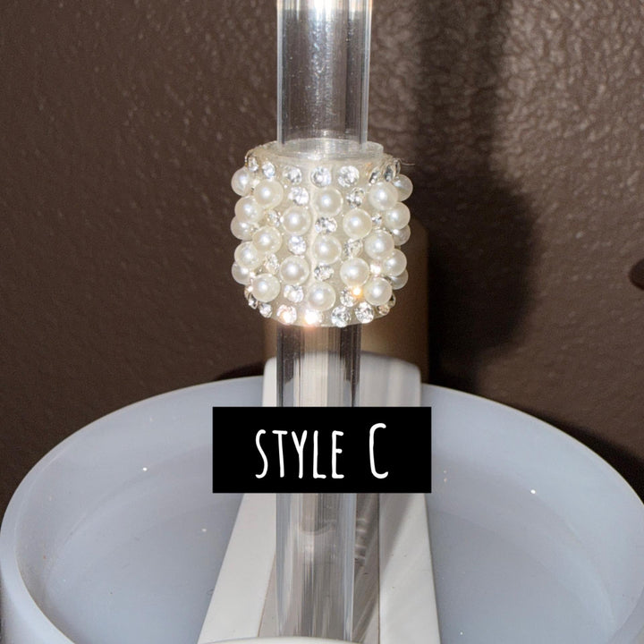 Fancy Rhinestone Straw Slider Charm, straw sleeve emblished with rhinestones, unique gift