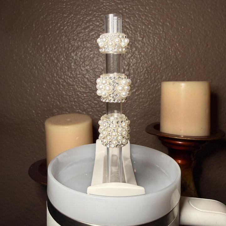Fancy Rhinestone Straw Slider Charm, straw sleeve emblished with rhinestones, unique gift