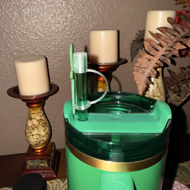 St. Patricks Day Hat Straw Cap Topper, Green Shamrock, for Stanley Tumblers with 10 mm straw, unique minimalist gift accessories