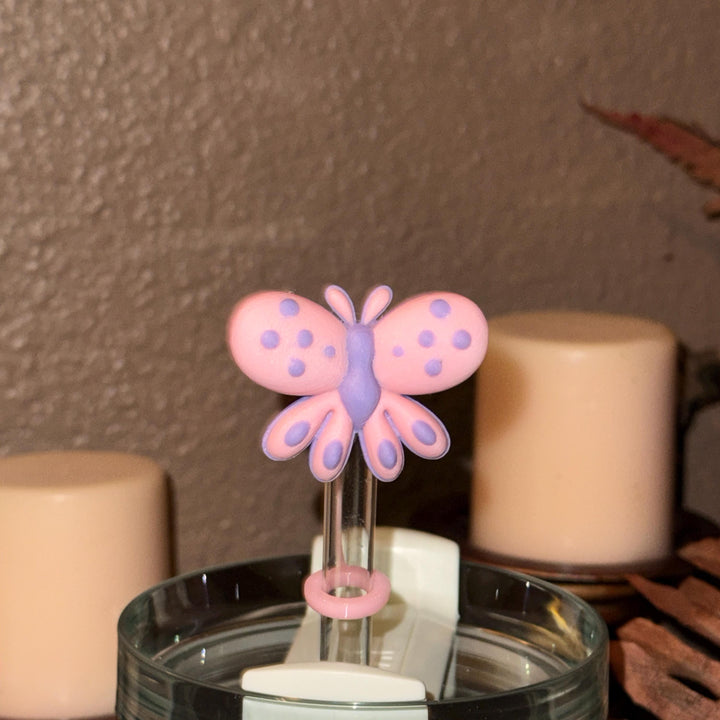 Puffy Butterfly Spring Blossoms Tumbler Accessories, staw topper, For 20 30 or 40 oz Stanley Tumblers, Mothers Day Gift, Fit 10 mm straws