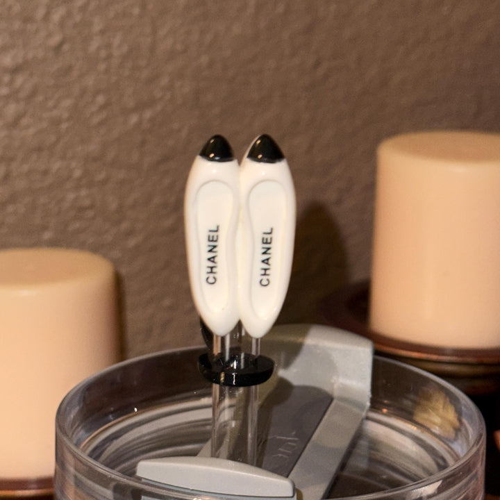 Fancy Design straw topper, straw cover, black white, straw cap, unique gift, Stanley accessories