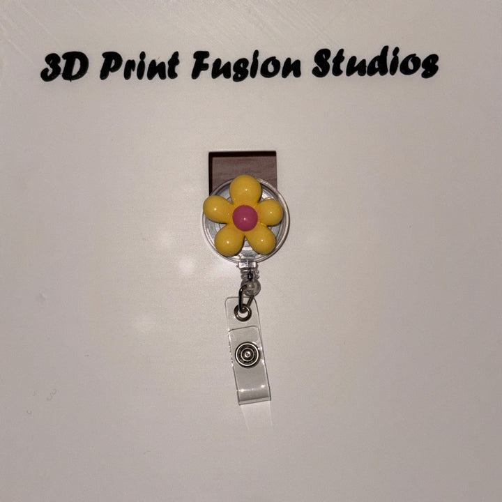 Acrylic Flower Badge Reel – Multiple Colors of Flower available, Floral ID Holder for Nurses, Teachers & Office Staff