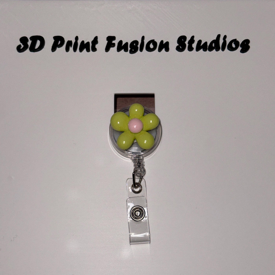 Acrylic Flower Badge Reel – Multiple Colors of Flower available, Floral ID Holder for Nurses, Teachers & Office Staff