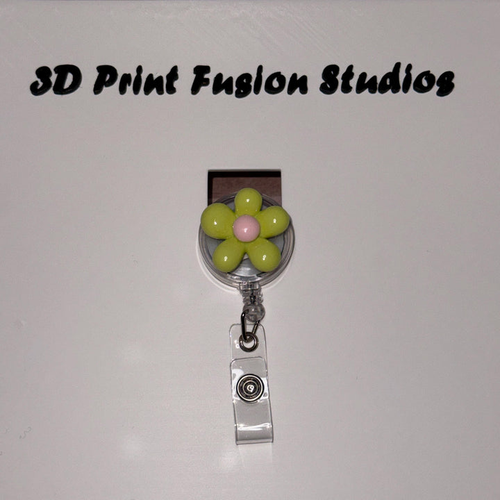 Acrylic Flower Badge Reel – Multiple Colors of Flower available, Floral ID Holder for Nurses, Teachers & Office Staff