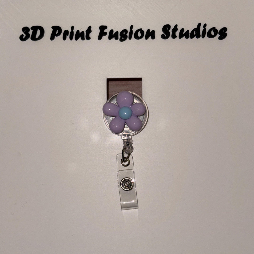 Acrylic Flower Badge Reel – Multiple Colors of Flower available, Floral ID Holder for Nurses, Teachers & Office Staff