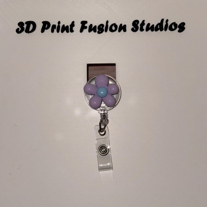 Acrylic Flower Badge Reel – Multiple Colors of Flower available, Floral ID Holder for Nurses, Teachers & Office Staff