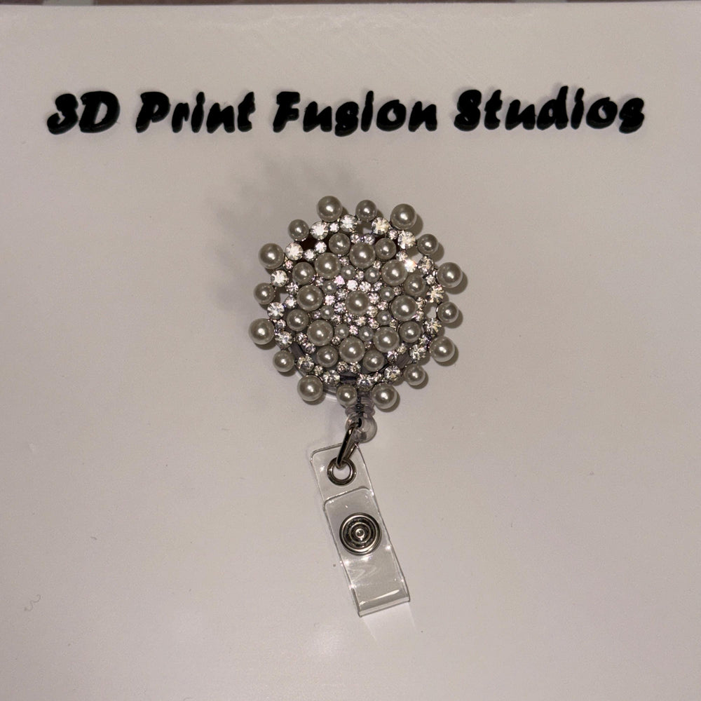 Rhinestone Embelished Princess Badge Reel – Sparkle Bling Floral ID Holder for Nurses, Teachers & Office Staff