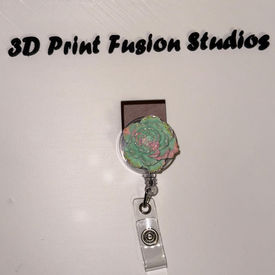 Spring Blissoms Badge Reel – Sage green Flower Floral ID Holder for Nurses, Teachers & Office Staff