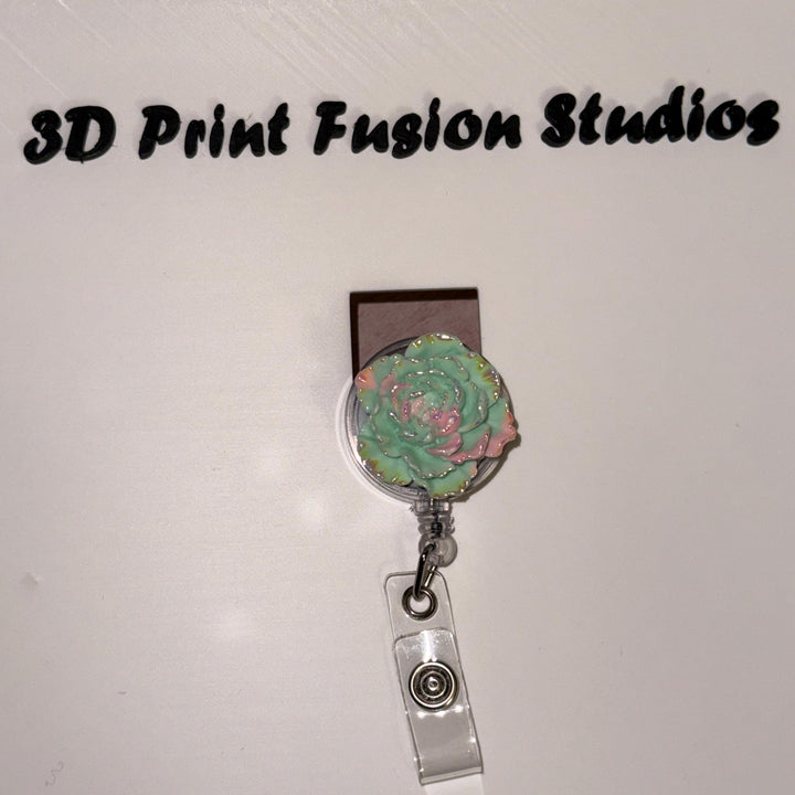 Spring Blissoms Badge Reel – Sage green Flower Floral ID Holder for Nurses, Teachers & Office Staff