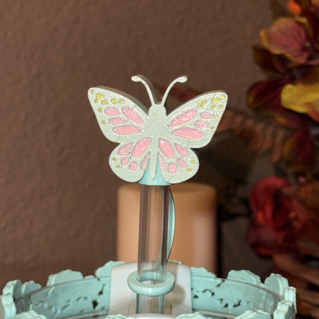 Butterfly Spring Blossoms Tumbler Accessories, staw topper, For 20 30 or 40 oz Stanley Tumblers, Mothers Day Gift, Fit 10 mm straws