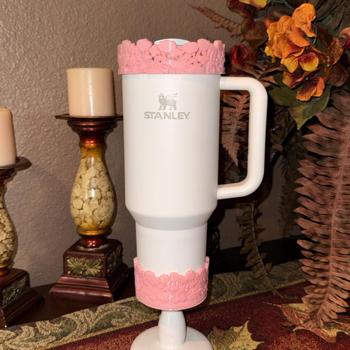 Pink Spring Blossoms Tumbler Accessories, Lid Topper, Boot, halo, or staw topper, For 20 30 or 40 oz Stanley Tumblers, Mothers Day Gift