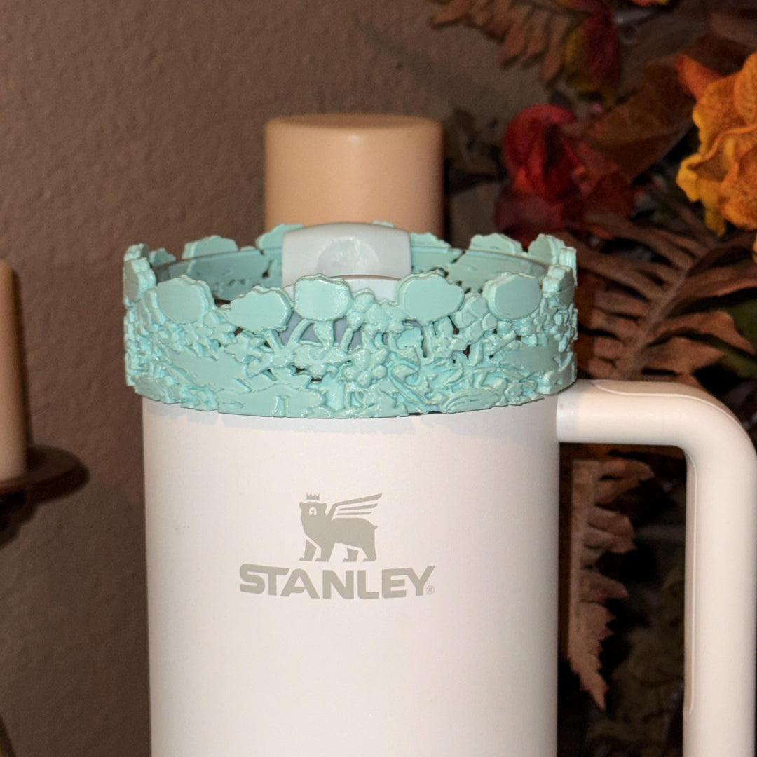 Sage Green Spring Blossoms Tumbler Accessories, Lid Topper, Boot, halo, staw topper, For 20 30 or 40 oz Stanley Tumblers, Mothers Day Gift