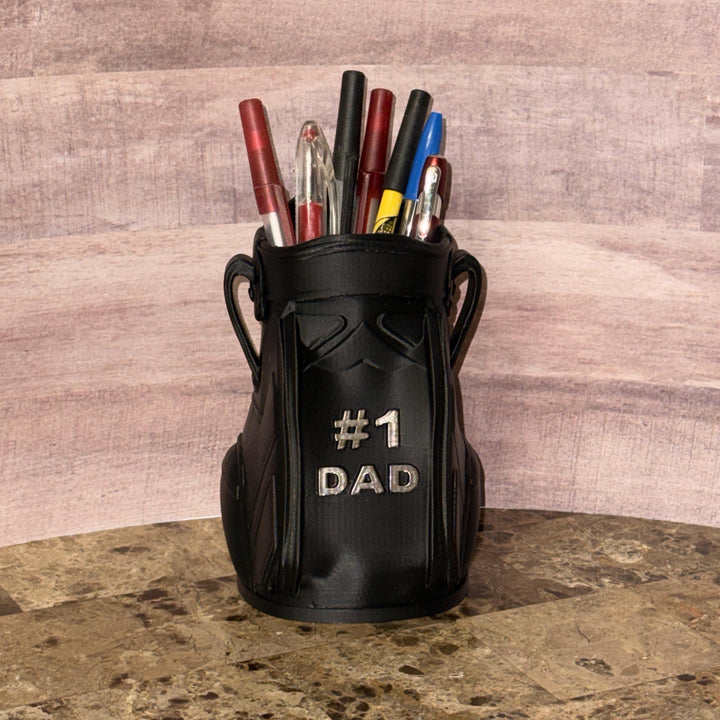 3D Printed Golf Bag Desk Organizer, Personalized Pencil Cup for Office, Dad Gifts & Golf Lovers