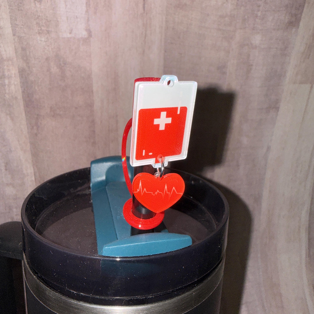 Blood IV bag staw topper, Appreciation Gift, Tumbler Accessories, Fits your 8 or 10 mm straws