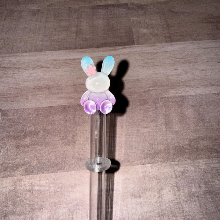 Easter Bunny staw topper, Easter Spring Gift, Tumbler Accessories, Fits your 8 or 10 mm straws, pink, yellow, lavender