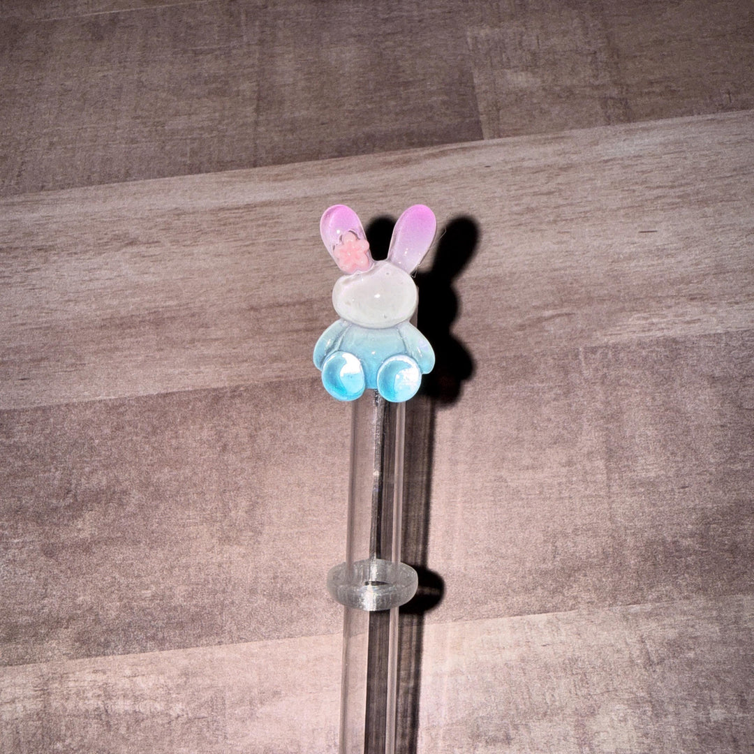 Easter Bunny staw topper, Easter Spring Gift, Tumbler Accessories, Fits your 8 or 10 mm straws, pink, yellow, lavender