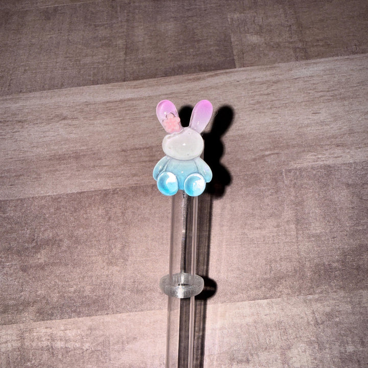 Easter Bunny staw topper, Easter Spring Gift, Tumbler Accessories, Fits your 8 or 10 mm straws, pink, yellow, lavender