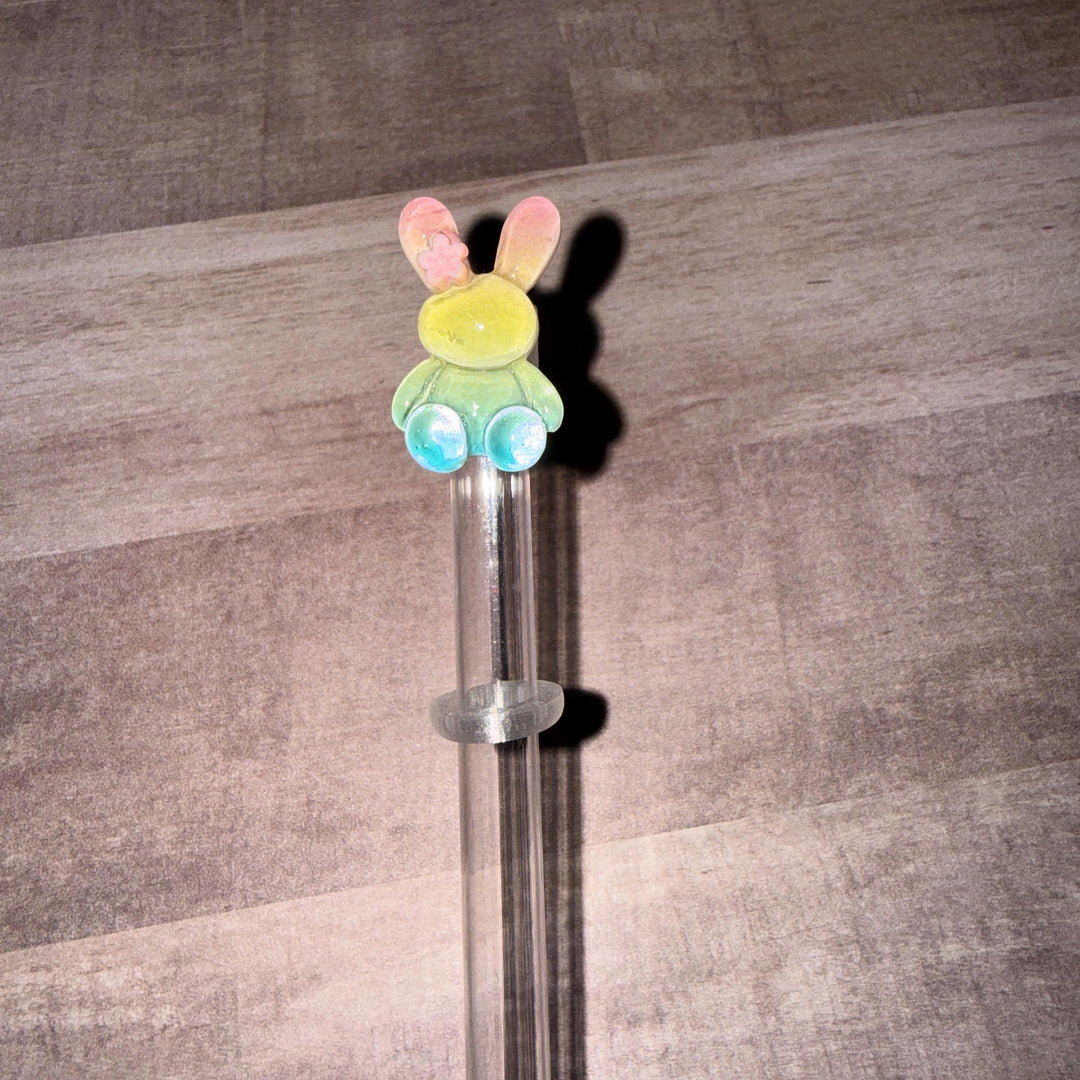Easter Bunny staw topper, Easter Spring Gift, Tumbler Accessories, Fits your 8 or 10 mm straws, pink, yellow, lavender