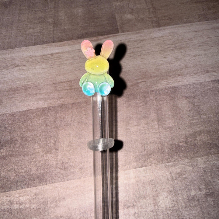 Easter Bunny staw topper, Easter Spring Gift, Tumbler Accessories, Fits your 8 or 10 mm straws, pink, yellow, lavender
