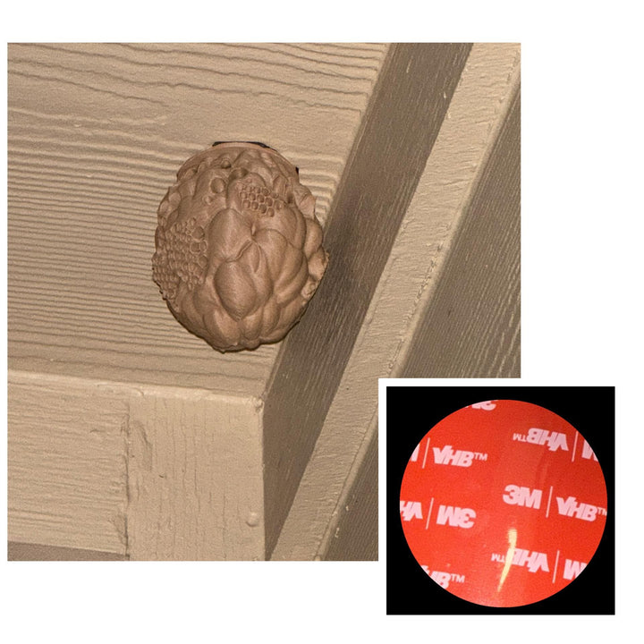 Realistic 3D Printed Wasp Nest Decoy for Outdoor Wasp Control, Weather‑Resistant PLA Nest with 3M Mounting Tape included