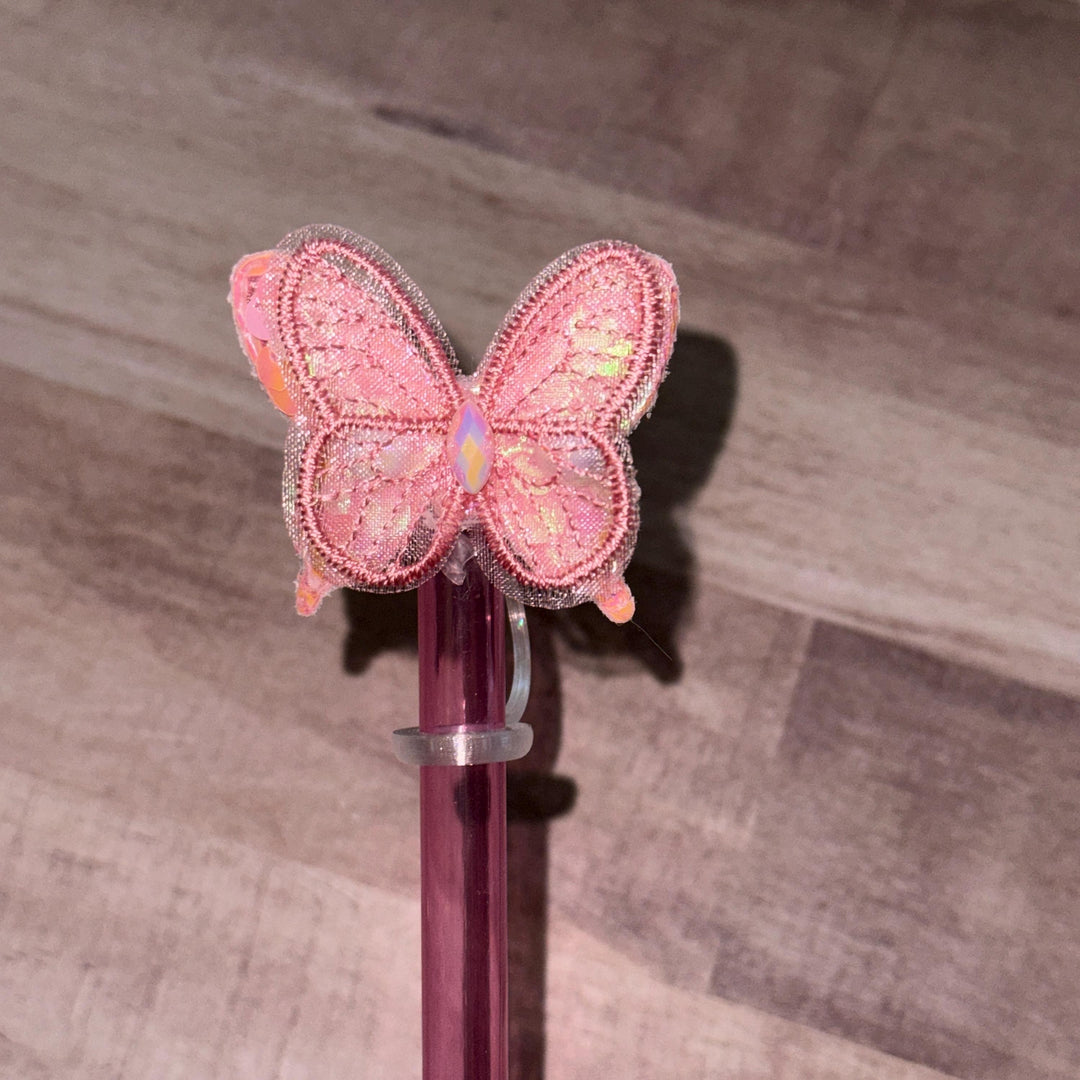 Spring Butterfly staw topper, Mothers Day Gift, Tumbler Accessories, Fits your 8 or 10 mm straws, pink, yellow, lavender, blue