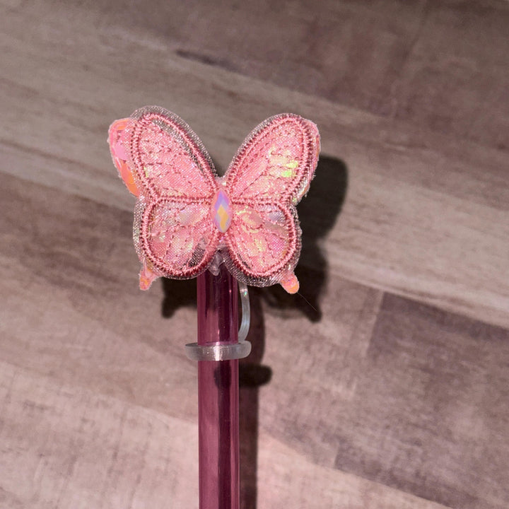 Spring Butterfly staw topper, Mothers Day Gift, Tumbler Accessories, Fits your 8 or 10 mm straws, pink, yellow, lavender, blue