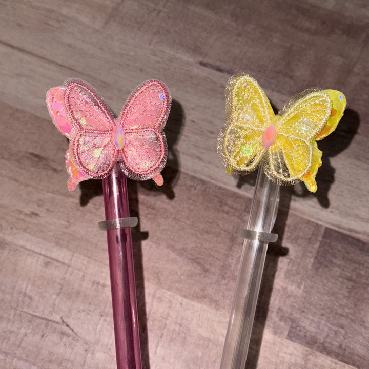 Spring Butterfly staw topper, Mothers Day Gift, Tumbler Accessories, Fits your 8 or 10 mm straws, pink, yellow, lavender, blue