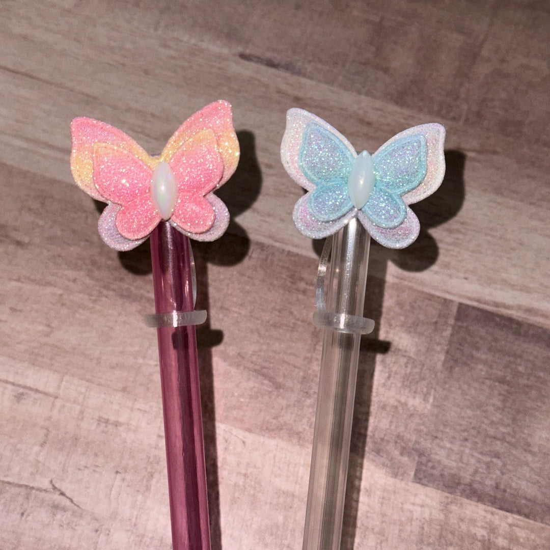 Spring Butterfly staw topper, Mothers Day Gift, Tumbler Accessories, Fits your 8 or 10 mm straws, pink, yellow, lavender, blue
