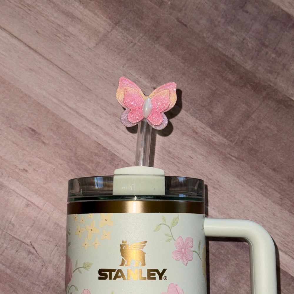 Spring Butterfly staw topper, Mothers Day Gift, Tumbler Accessories, Fits your 8 or 10 mm straws, pink, yellow, lavender, blue