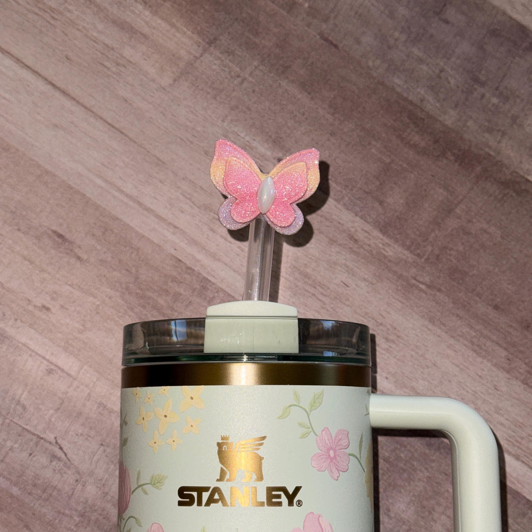 Spring Butterfly staw topper, Mothers Day Gift, Tumbler Accessories, Fits your 8 or 10 mm straws, pink, yellow, lavender, blue