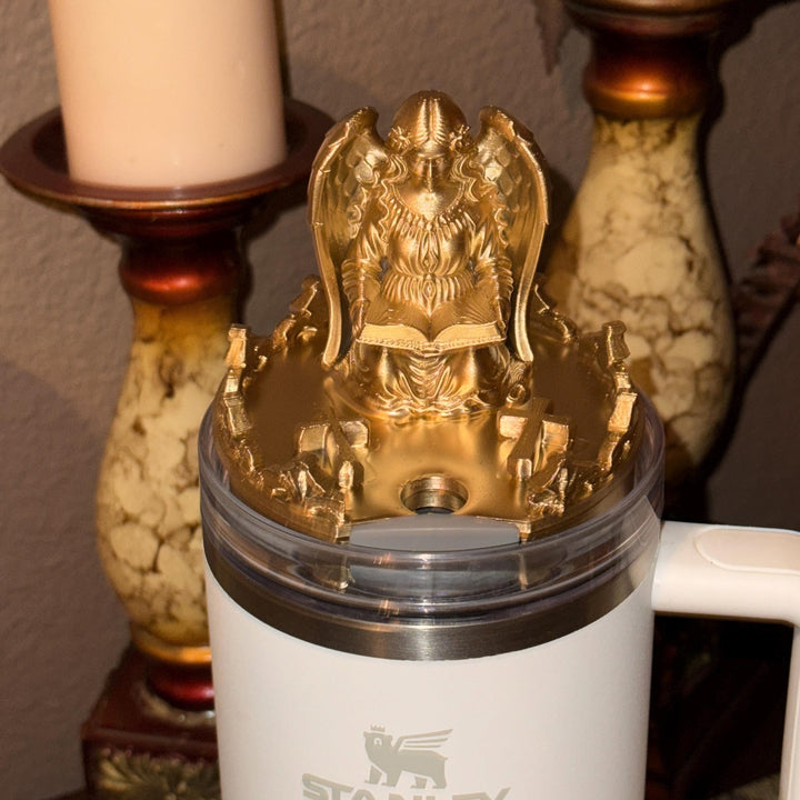 Gold Angel and Crosses Tumbler Topper for Starlight Shimmer Stanley – Religious or Easter Accessory, Unique Gift