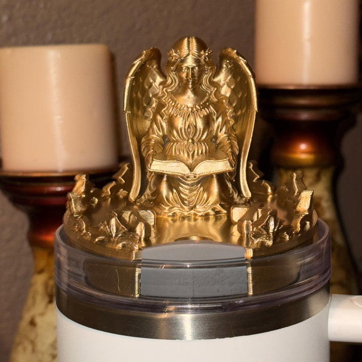 Gold Angel and Crosses Tumbler Topper for Starlight Shimmer Stanley – Religious or Easter Accessory, Unique Gift