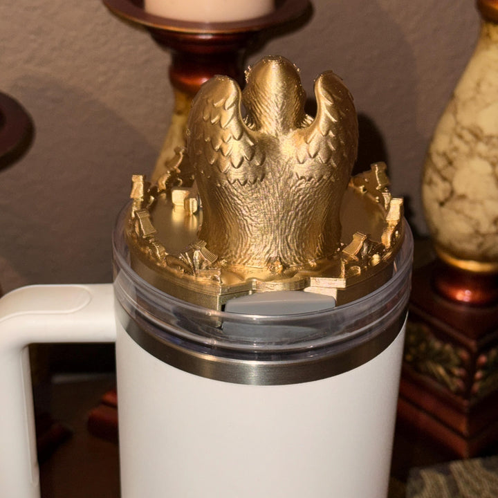 Gold Angel and Crosses Tumbler Topper for Starlight Shimmer Stanley – Religious or Easter Accessory, Unique Gift