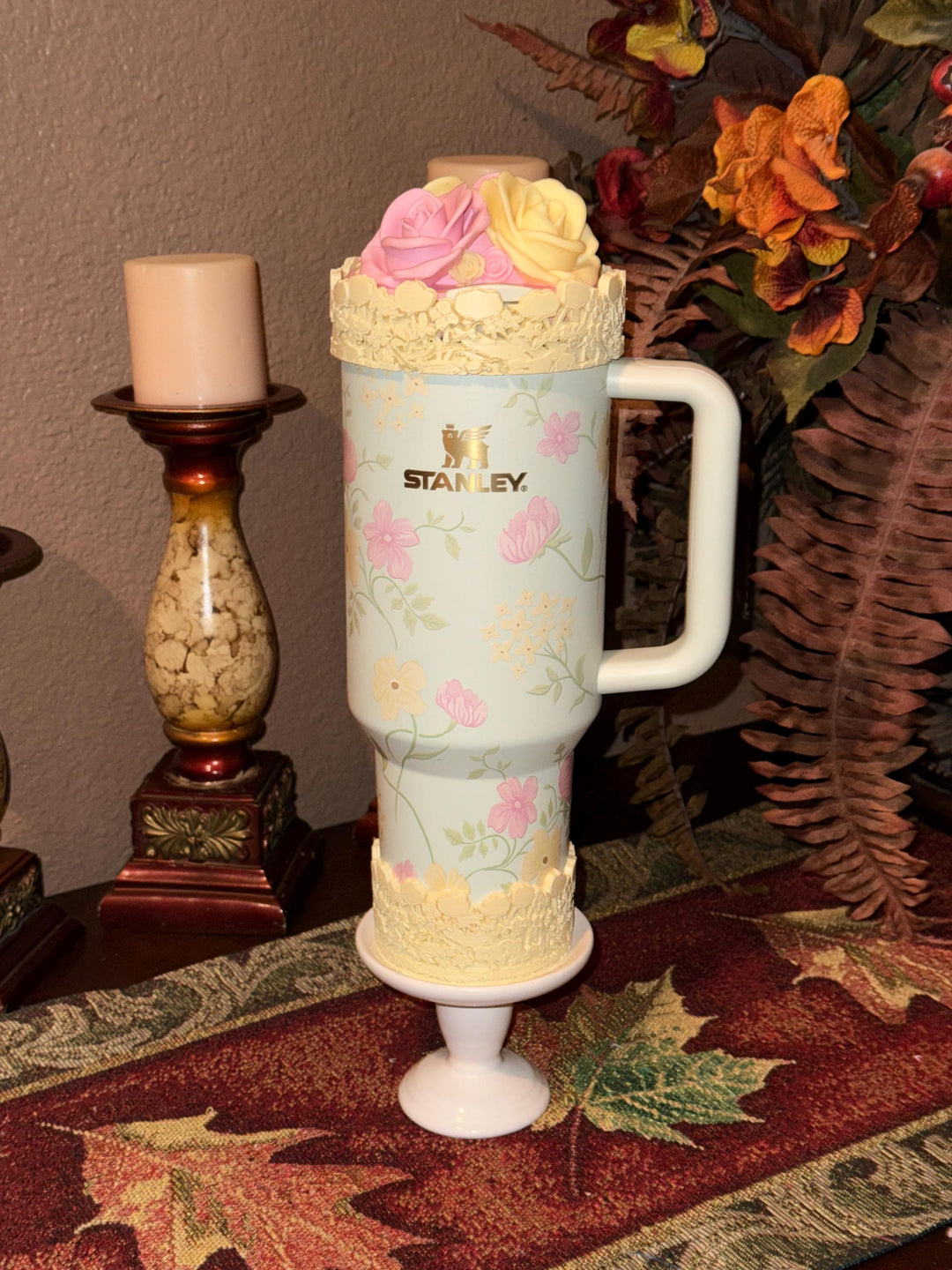 Yellow Spring Blossoms Tumbler Accessories, Lid Topper, Boot, halo, or staw topper, For 20 30 or 40 oz Stanley Tumblers, Mothers Day Gift