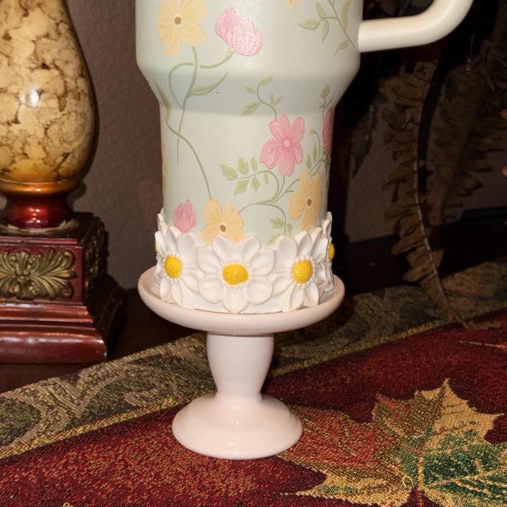 Daisy Tumbler Boot, White Yellow, Protective Sleeve, Floral Boot, Fit's 20 30 and 40 oz Stanley, Flowers Tumbler Accessories