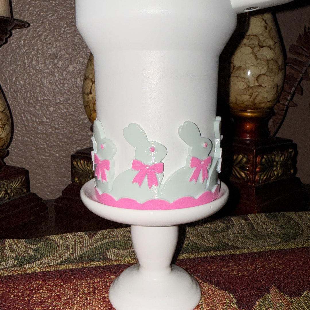 Light Sage Mint Chocolate Easter Bunny Tumbler Boot or straw topper, White Bunnies, Fit's Stanley and other Tumblers, Protective Sleeve