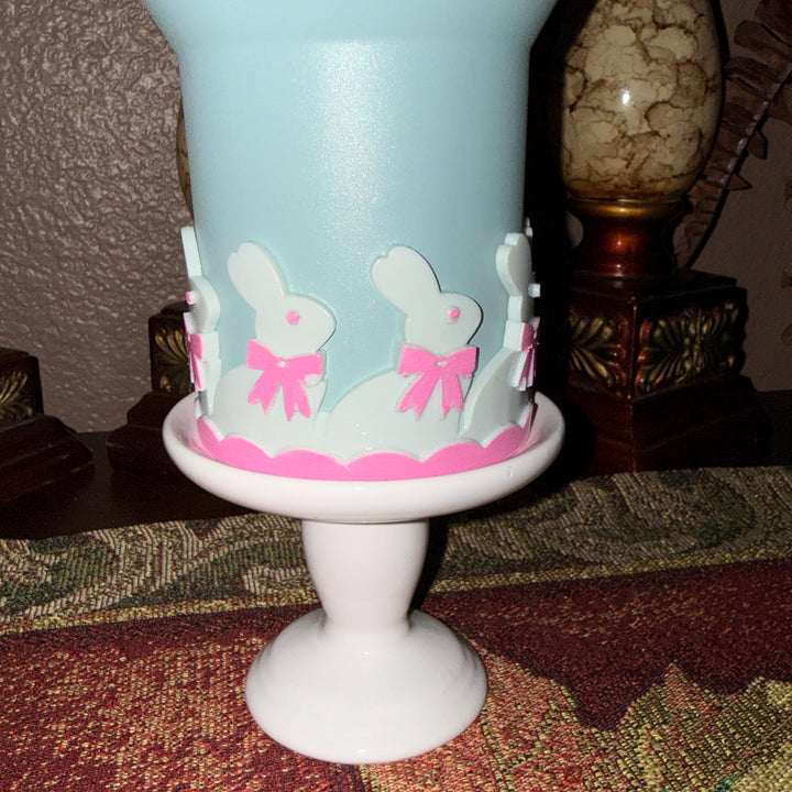 Light Sage Mint Chocolate Easter Bunny Tumbler Boot or straw topper, White Bunnies, Fit's Stanley and other Tumblers, Protective Sleeve