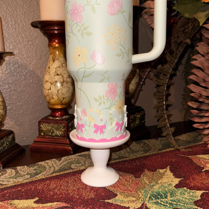 Light Sage Mint Chocolate Easter Bunny Tumbler Boot or straw topper, White Bunnies, Fit's Stanley and other Tumblers, Protective Sleeve
