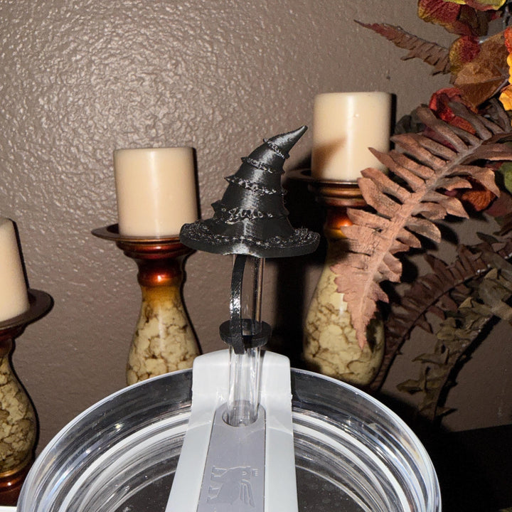 Wickedly Elphaba Witch Black Hat Tumbler Topper or Straw Topper, Unique Accessories that fit Stanley 20/30 ad 40 oz Tumblers
