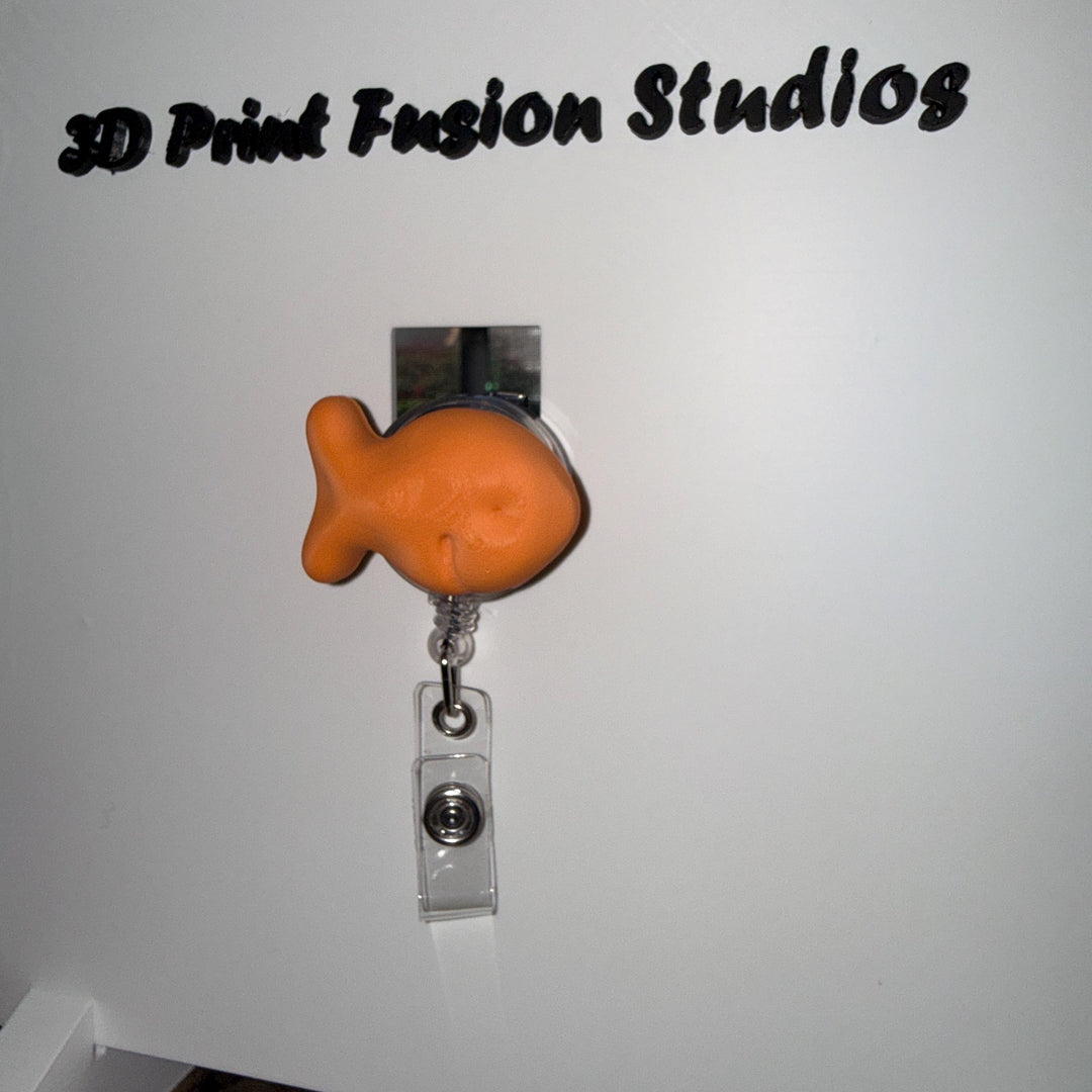 Gold FIsh Badge Reel – Organge Fish 3D Printed ID Holder Office Workers, Nurses, Teachers & Office Staff