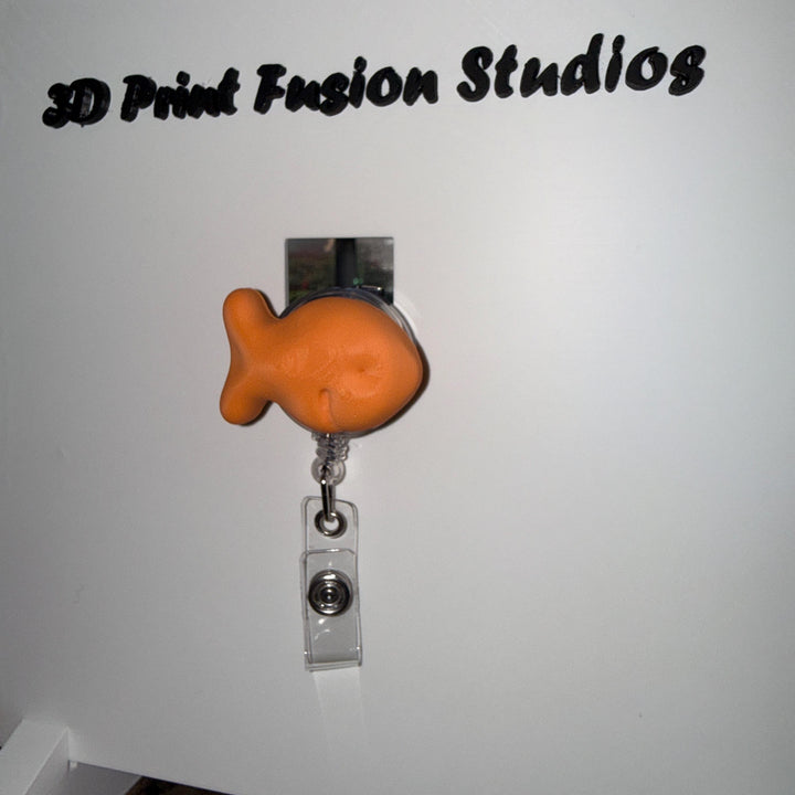 Gold FIsh Badge Reel – Organge Fish 3D Printed ID Holder Office Workers, Nurses, Teachers & Office Staff