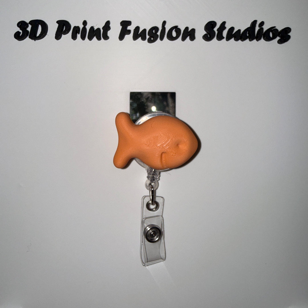 Gold FIsh Badge Reel – Organge Fish 3D Printed ID Holder Office Workers, Nurses, Teachers & Office Staff