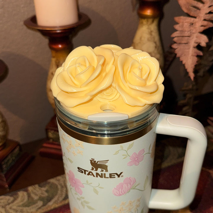 Yellow Spring Blossoms Tumbler Accessories, Lid Topper, Boot, halo, or staw topper, For 20 30 or 40 oz Stanley Tumblers, Mothers Day Gift