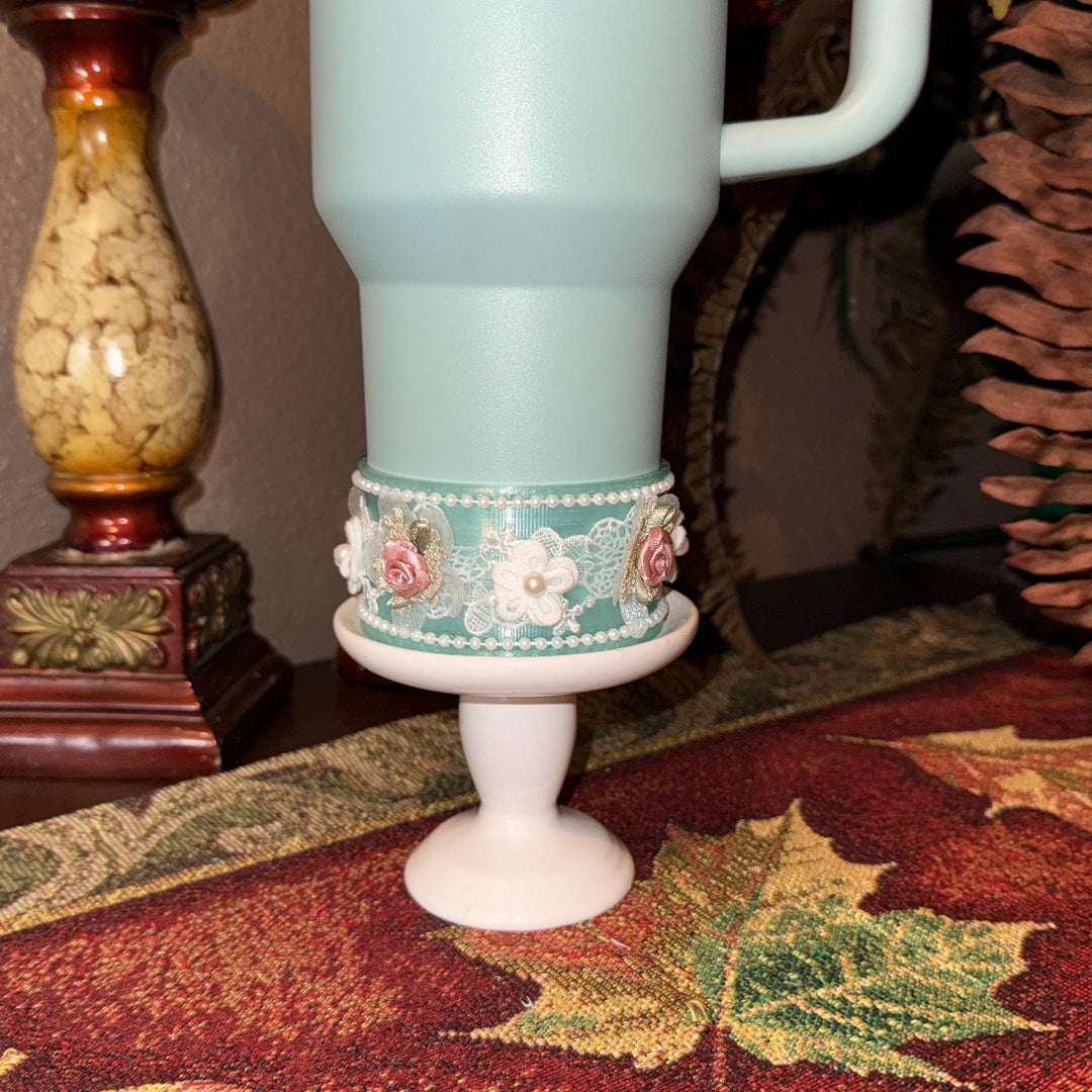 Green Spring Blossoms Tumbler Accessories, Floral Boot, halo, or lid toppers, For 20 30 or 40 oz Stanley Tumblers, Easter, Mothers Day Gift