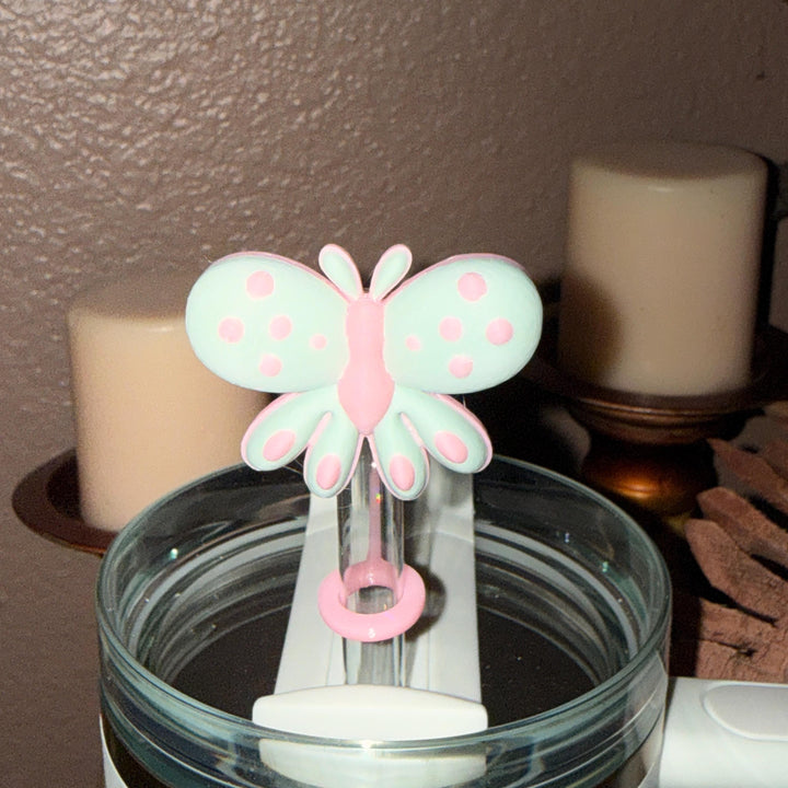 Puffy Butterfly Spring Blossoms Tumbler Accessories, staw topper, For 20 30 or 40 oz Stanley Tumblers, Mothers Day Gift, Fit 10 mm straws