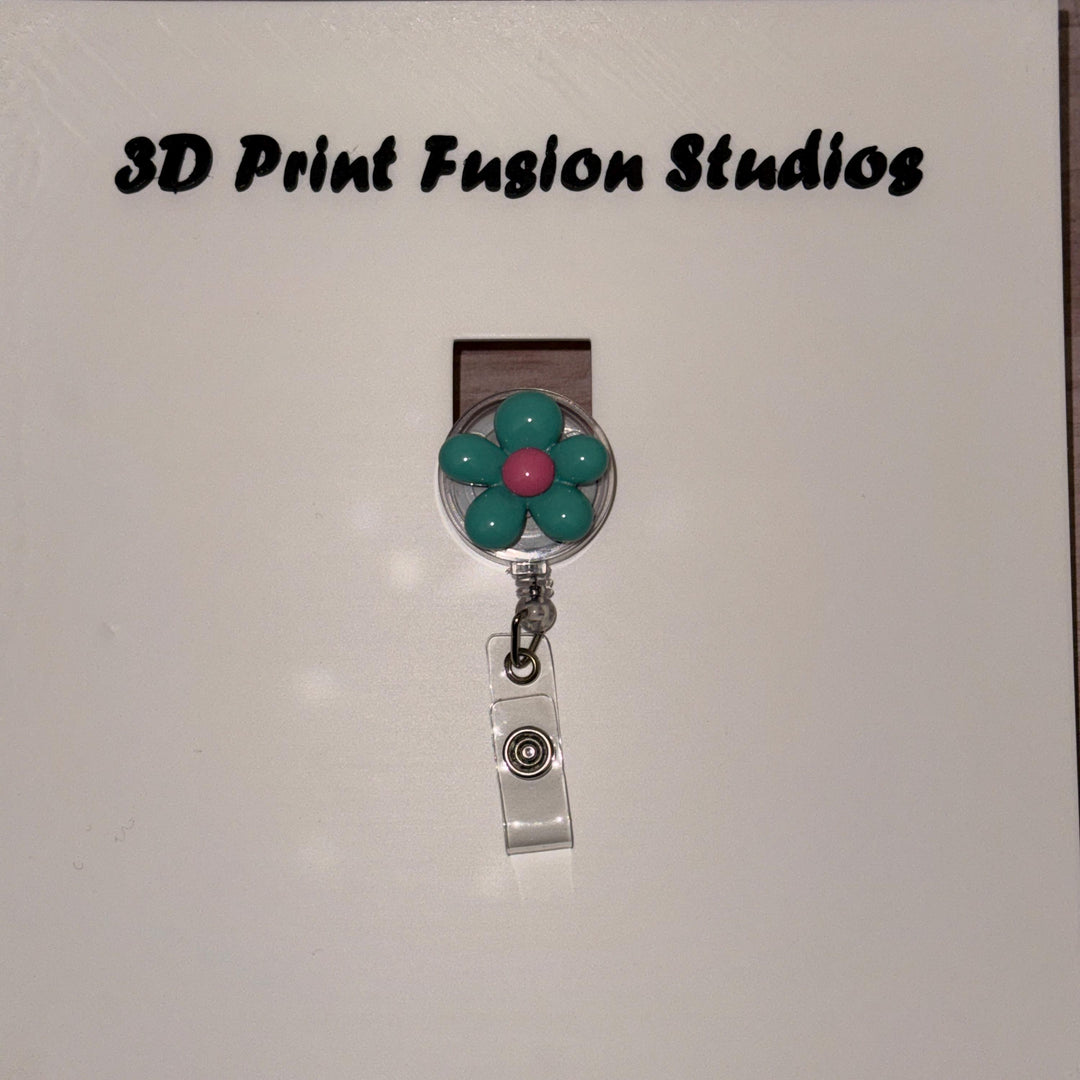 Acrylic Flower Badge Reel – Multiple Colors of Flower available, Floral ID Holder for Nurses, Teachers & Office Staff