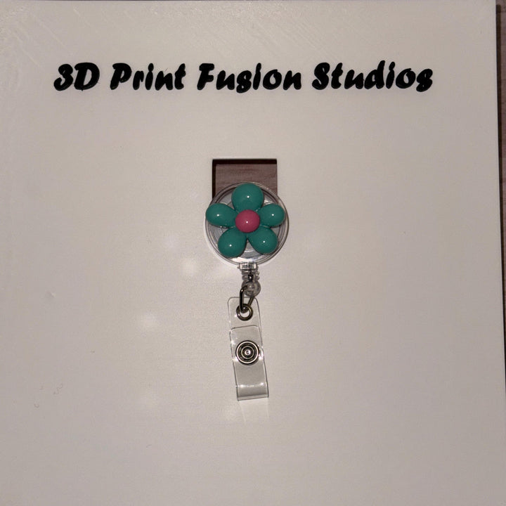 Acrylic Flower Badge Reel – Multiple Colors of Flower available, Floral ID Holder for Nurses, Teachers & Office Staff