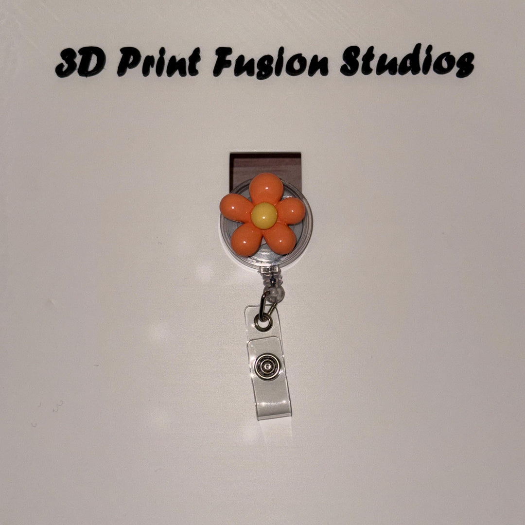 Acrylic Flower Badge Reel – Multiple Colors of Flower available, Floral ID Holder for Nurses, Teachers & Office Staff